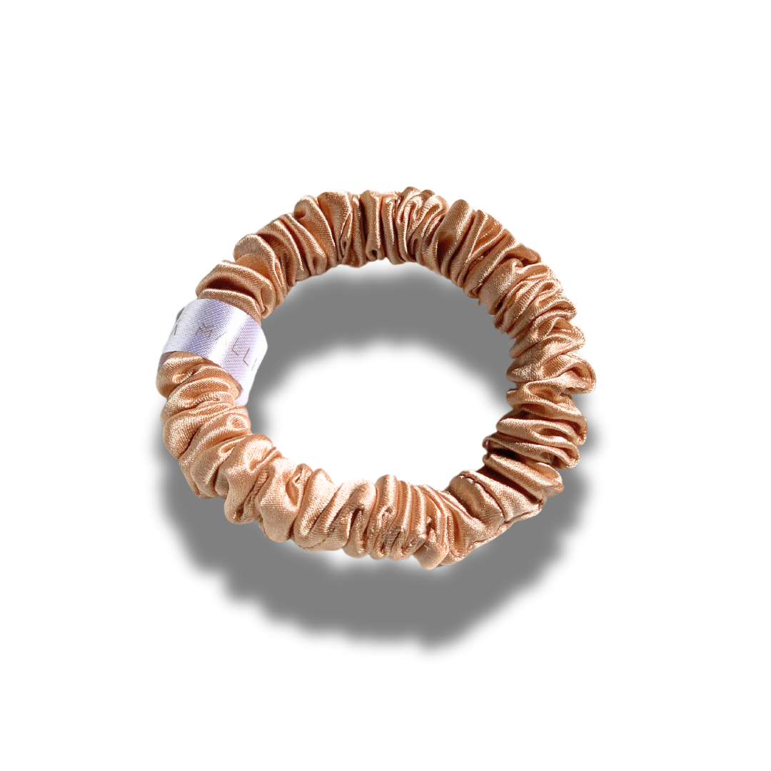 Skinny Silk Scrunchie - Rose Gold