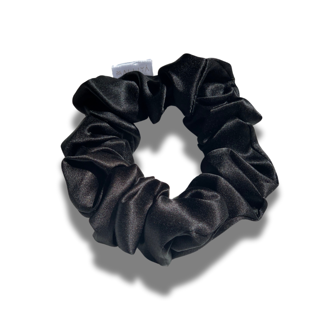 Large Silk Scrunchie - Midnight Black