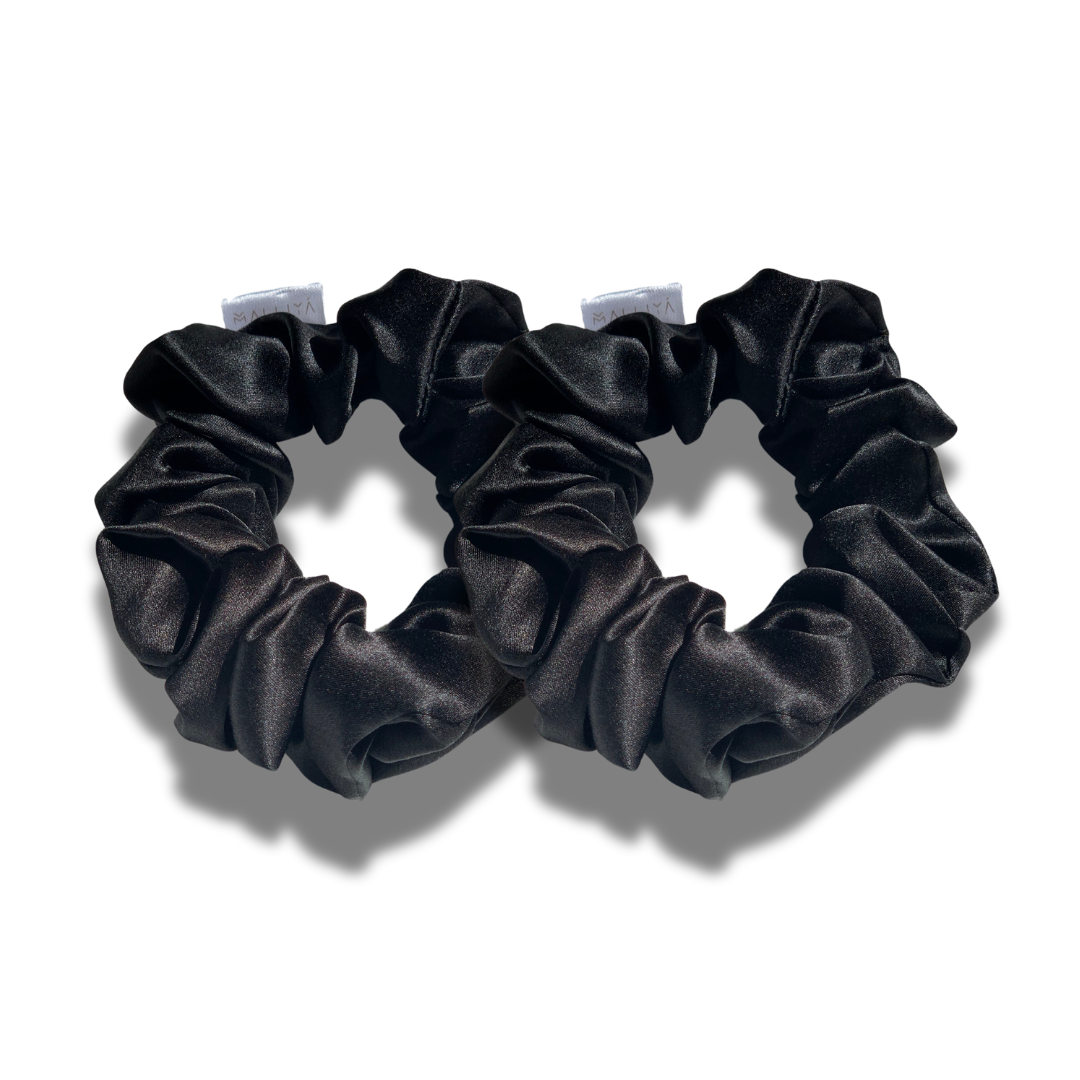 2pc Large Silk Scrunchies - Black