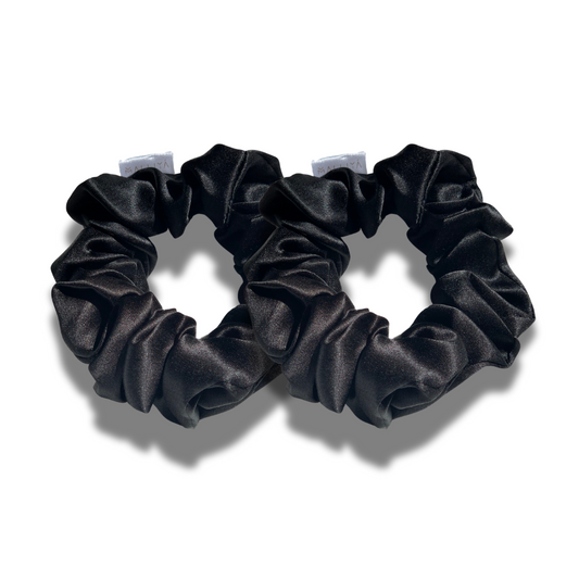 2pc Large Silk Scrunchies - Black