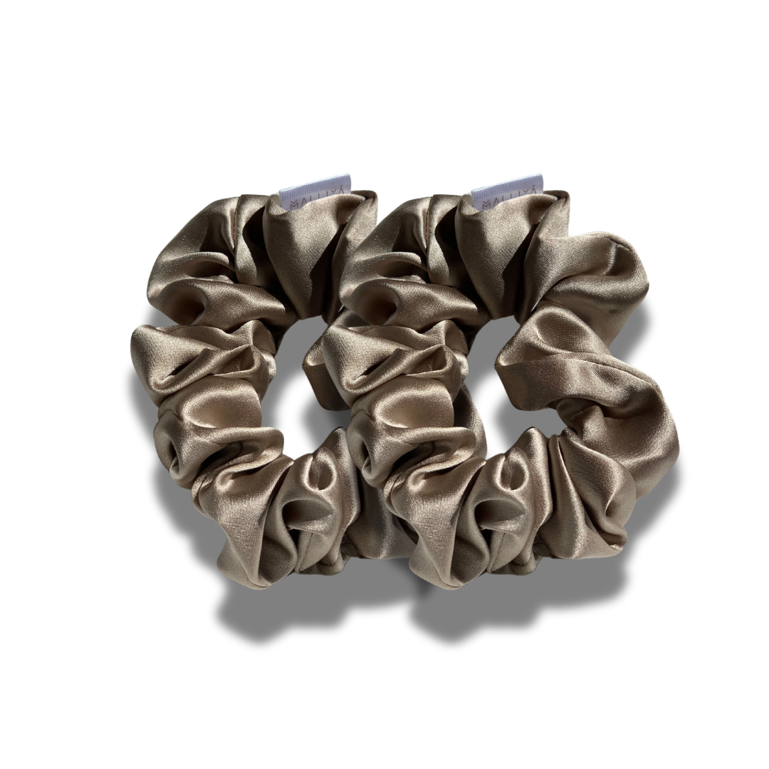 2pc Large Silk Scrunchies - Champagne