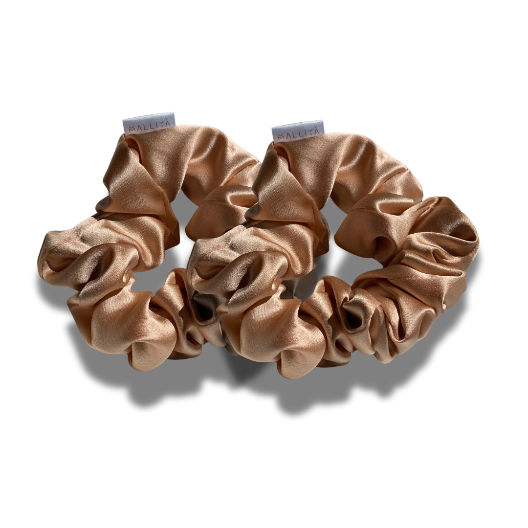 2pc Large Silk Scrunchies - Rose Gold