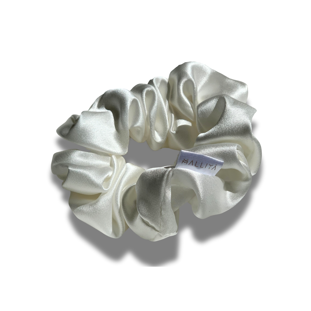 Large Silk Scrunchie - Snow White