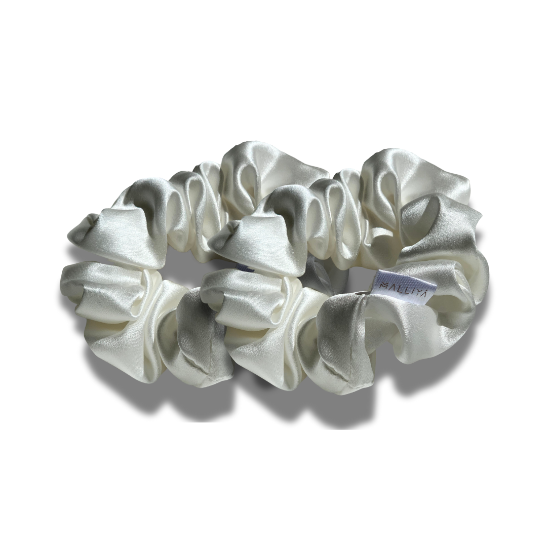 2pc Large Silk Scrunchies - Snow White