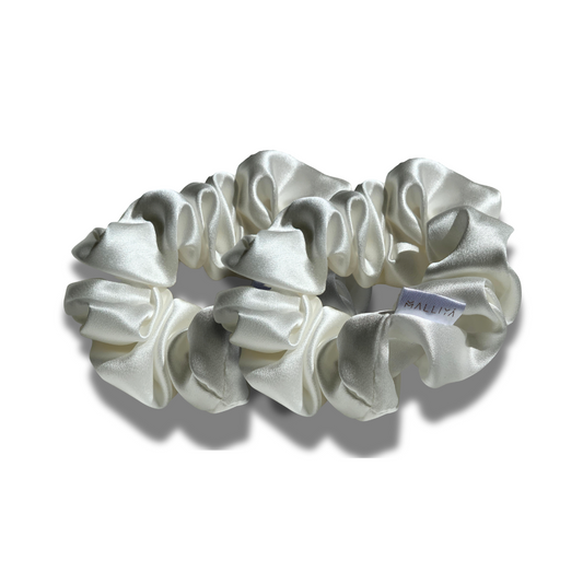 2pc Large Silk Scrunchies - Snow White