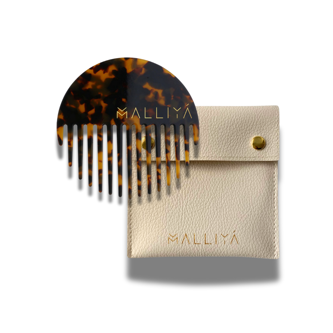 The O Comb & Malliya case - Classic Tortoise