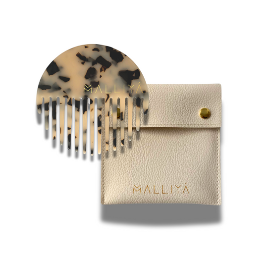 The O Comb & Malliya case - Blonde Tortoise