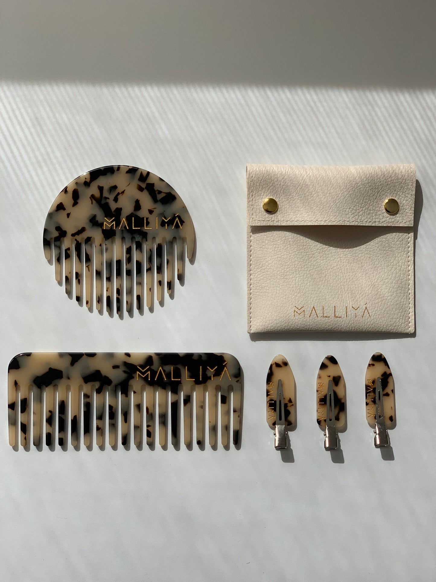 The O Comb & Malliya case - Blonde Tortoise - Malliya